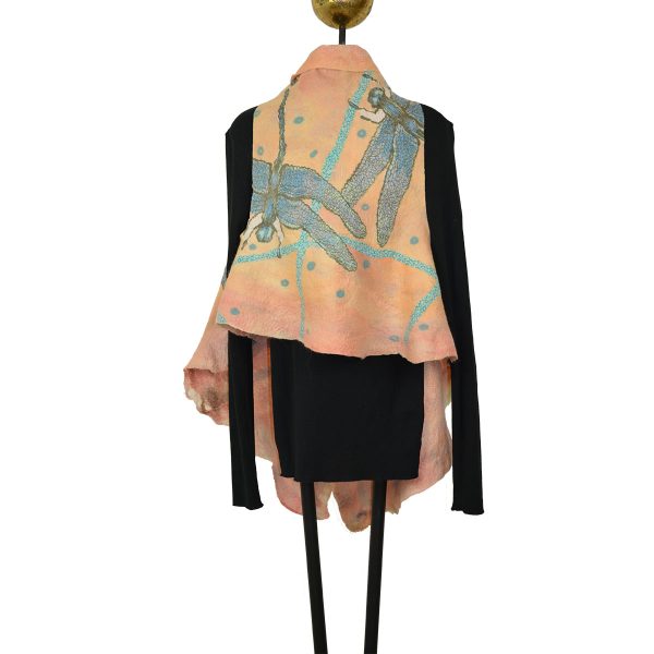 Nuno Felted Peach/Aqua Dragonfly Vest - Image 2