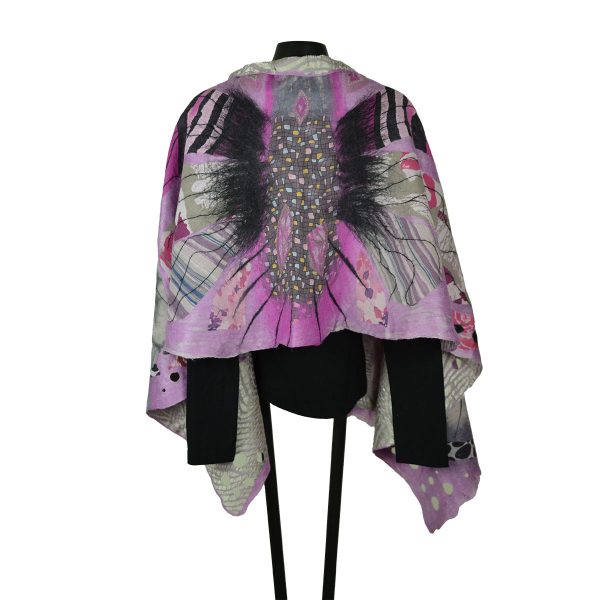 Pink/Grey/Black Nuno Felted Wrap - Image 2