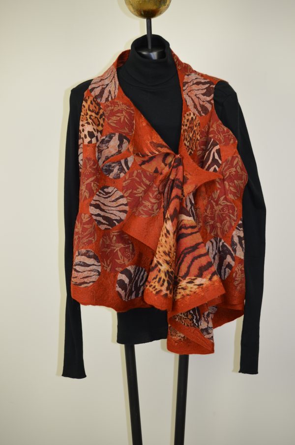 animal print orange vest