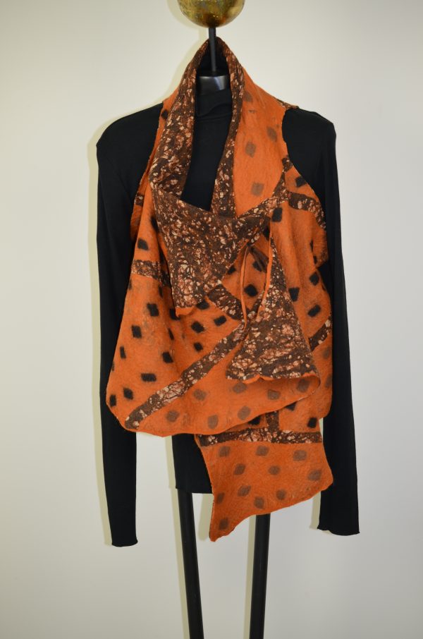 brown/orange vest