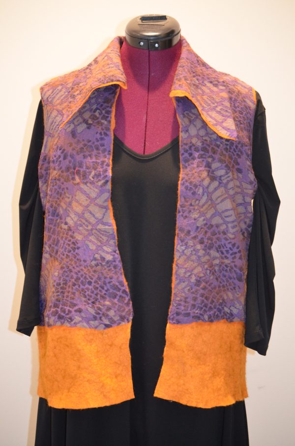 purple/marigold vest